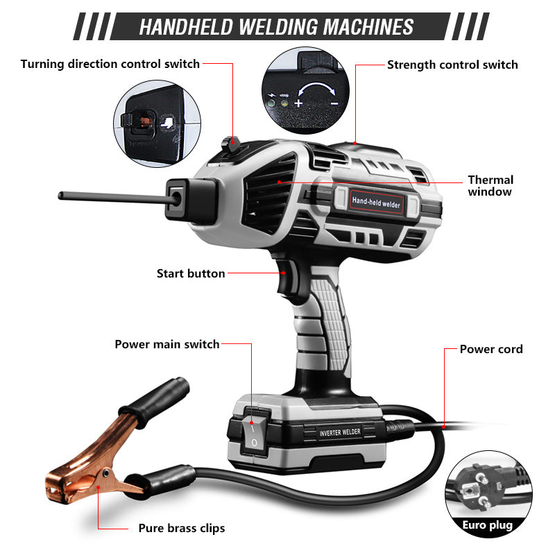 Máquina de soldadura de mano de 110 V 120 amperios portátil ARC soldadora de mano con visualización digital inversor IGBT 6 ajustes de corriente variable para varillas de soldadura de 1/16