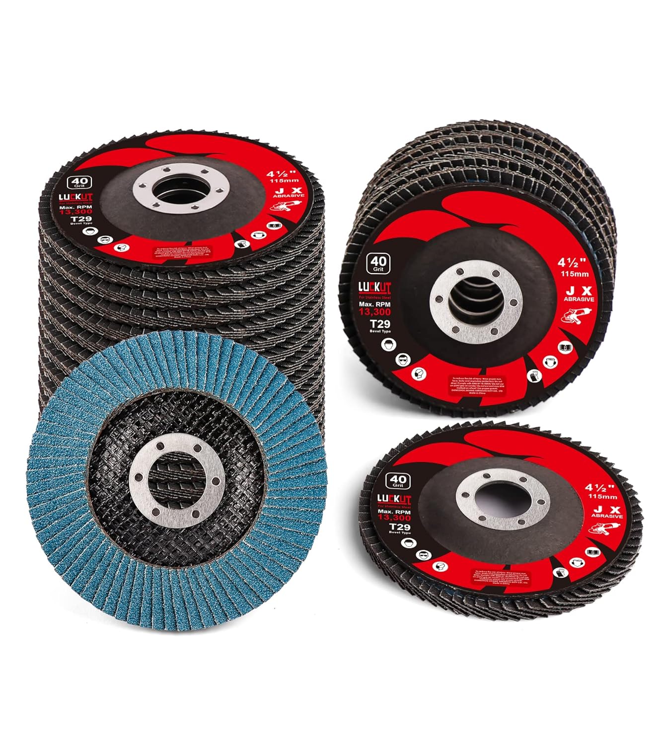 4.5" Flap Disc Lamina 4-1/2'' Grit 40 60 80 120 4-1/2 Inch Flap Disc Sanding Wheel (Grit 40 60 80 120) 4.5" x 1/4" x 7/8" Aluminum Oxide Abrasive Wheels and Discs for Angle Grinder, 20 Pack