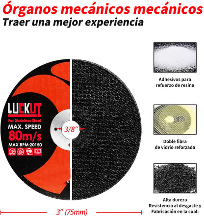 4.5pulgada - Disco de corte para ruedas de corte de acero inoxidable (4-1/2 x 3/64 x 7/8 pulgadas), 50 unidades