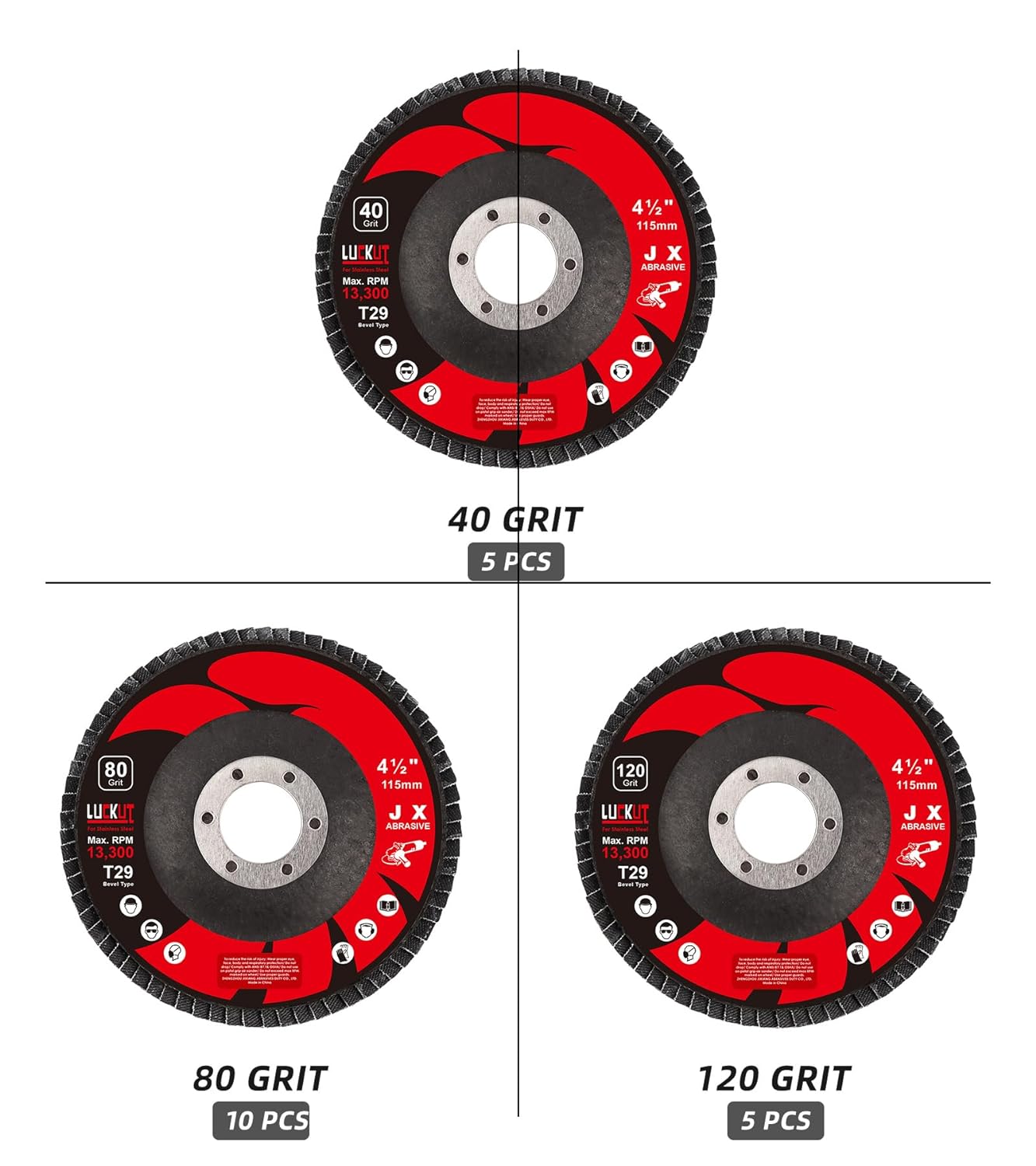 4.5" Flap Disc Lamina 4-1/2'' Grit 40 60 80 120 4-1/2 Inch Flap Disc Sanding Wheel (Grit 40 60 80 120) 4.5" x 1/4" x 7/8" Aluminum Oxide Abrasive Wheels and Discs for Angle Grinder, 20 Pack