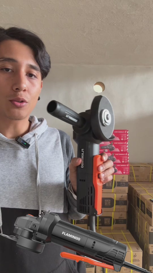 Esmeriladora Angular 900w Cambio Rápido Sin Herramientas 4 ½ FLAMINGO